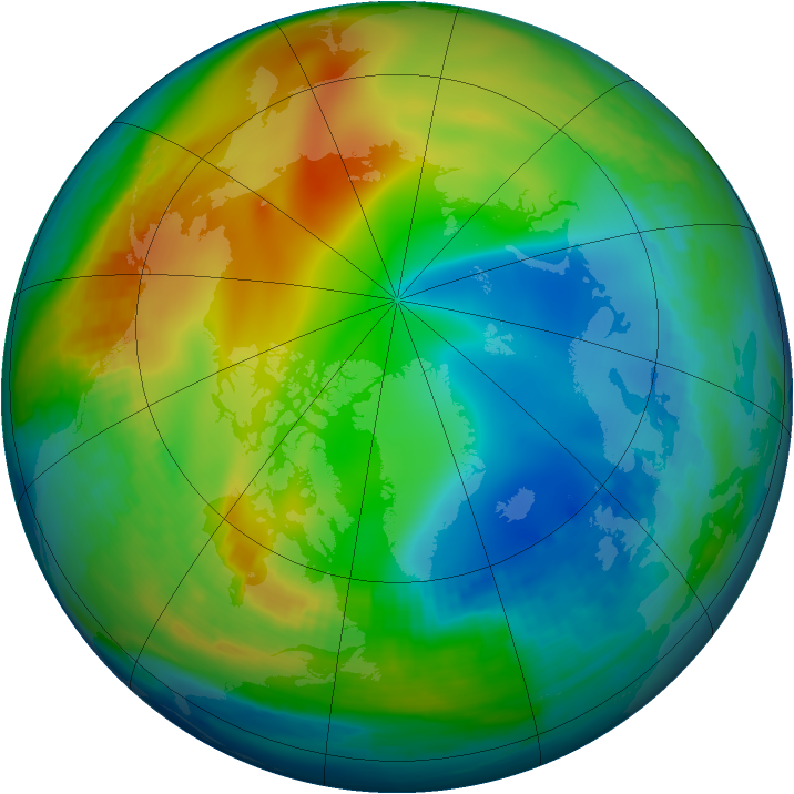 Arctic ozone map for 13 December 1997